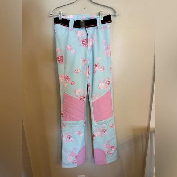 LoveShackFancy x Bogner Fire + Ice Ski Pants Quiet Tide Blue/Pink Floral Print - Picture 5 of 16